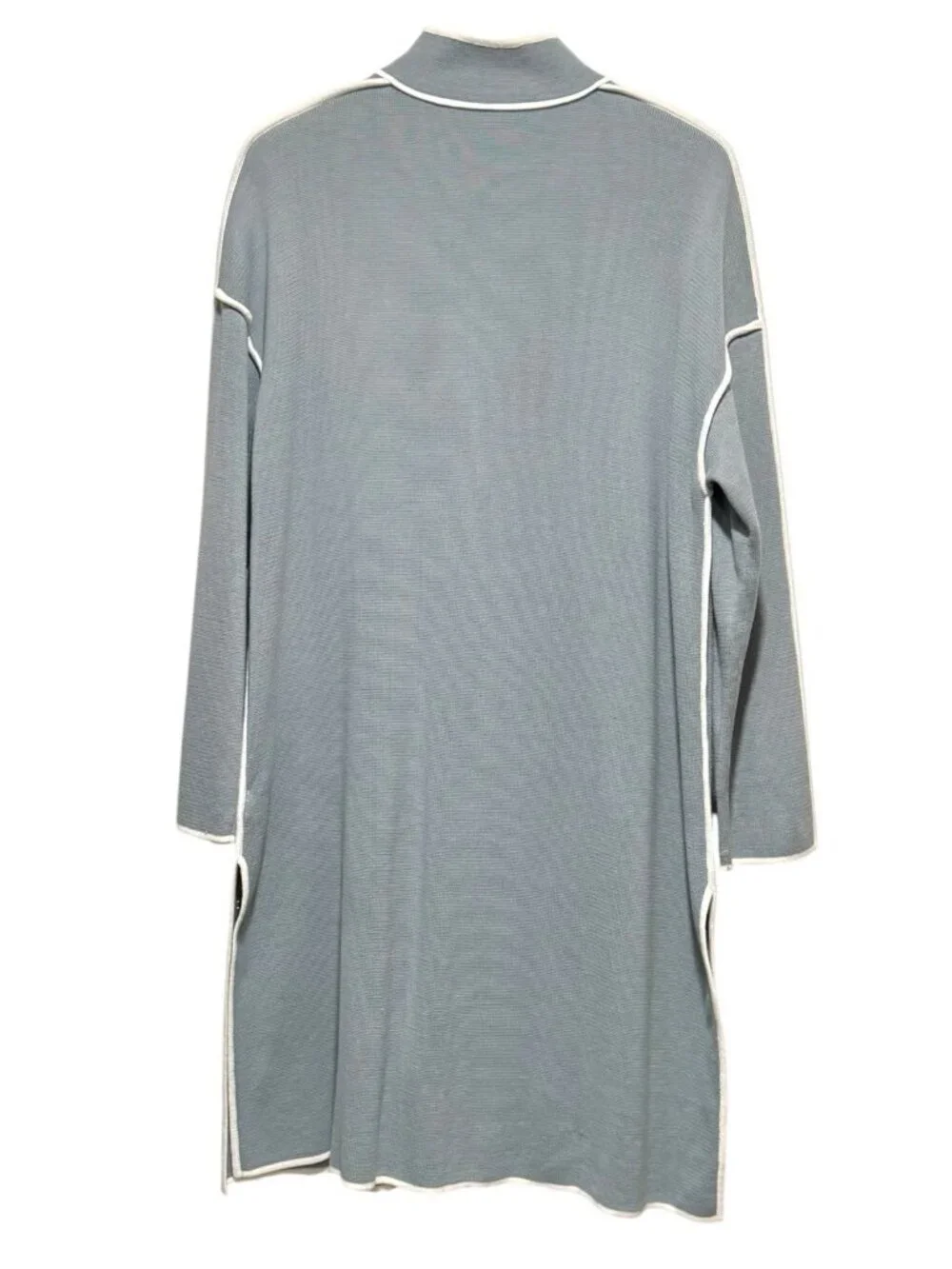 NWOT Marla Wynne Gray Long Duster Cardigan Mock Neck Sweater